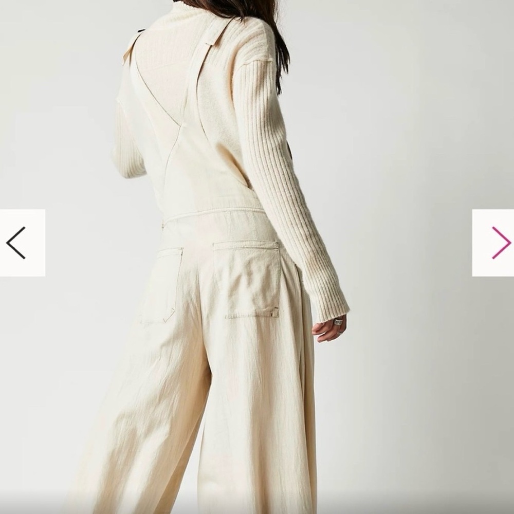 Free People Cream Wide-Leg Overalls - Picture 3 of 11